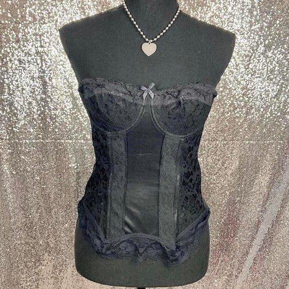 etam Tops - ❌SOLD❌ Etam black lace unlined corset size 36B
